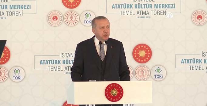 Erdoğan AKM temel atma töreninde konuşuyor