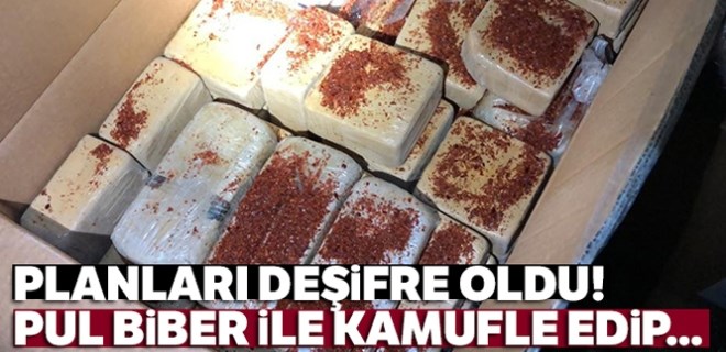 Pul biber ile kamufle edilen eroin böyle yakalandı!