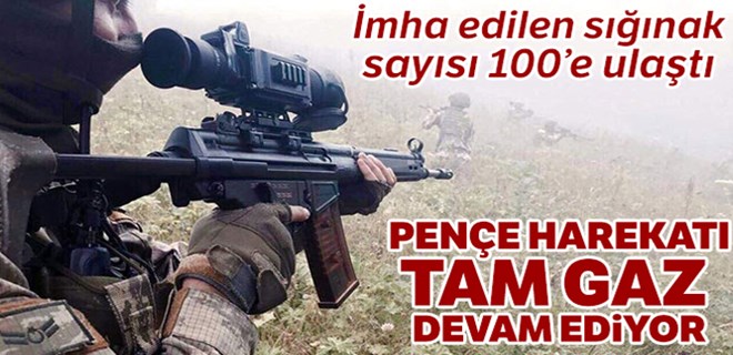 Pençe Harekâtı'nda imha edilen mağara ve sığınak sayısı 100'e ulaştı