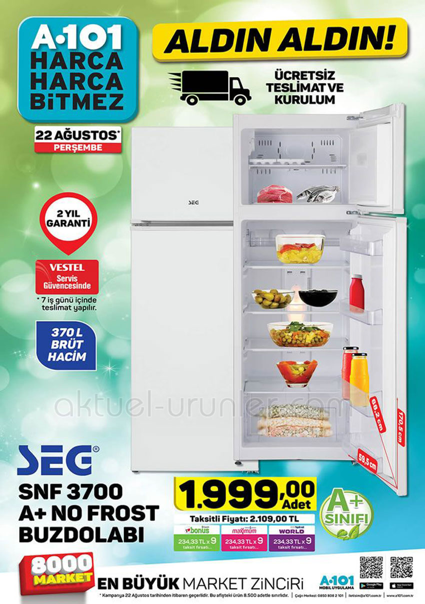 A101 SEG SNF 3700 No Frost Buzdolabı - 22 Ağustos 2019